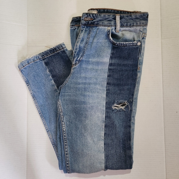 Free People Patchwork Distressed Jeans Blue Size 28 - Picture 1 of 5